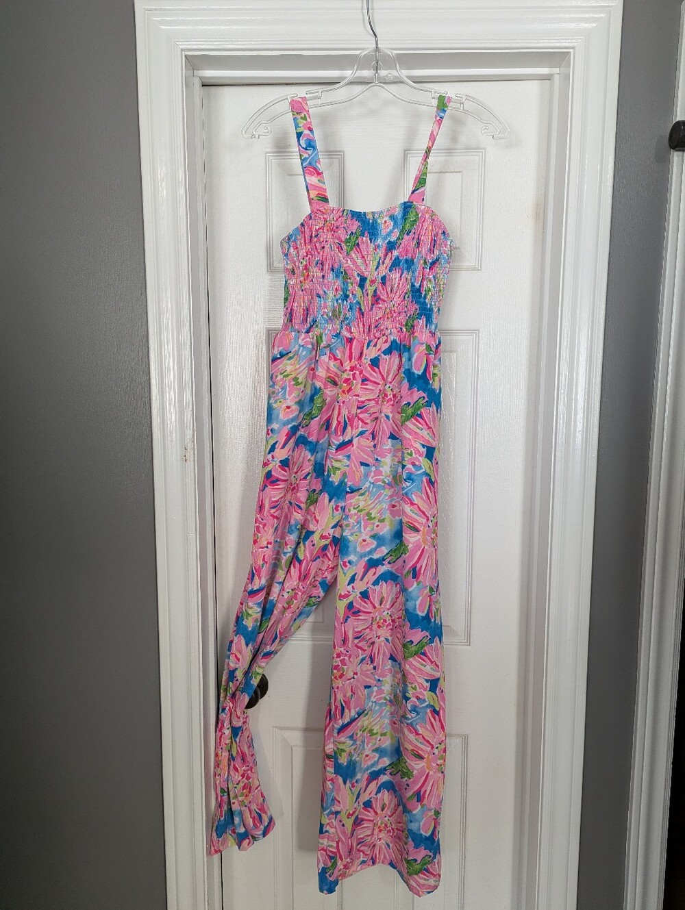 Girls' Floral Pink & Blue Jumpsuit